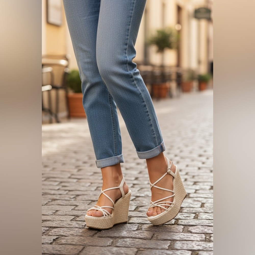 Stylish Chunky Beige Heels
